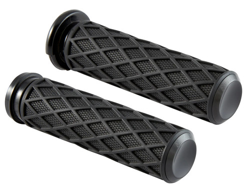 Arlen Ness Diamond Fly-by-Wire Handlebar Grips w/Black End Cap (500-007)