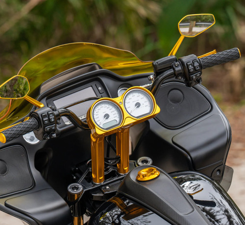Arlen Ness Mini Stocker Billet Aluminum Gold Right Mirror (13-154)