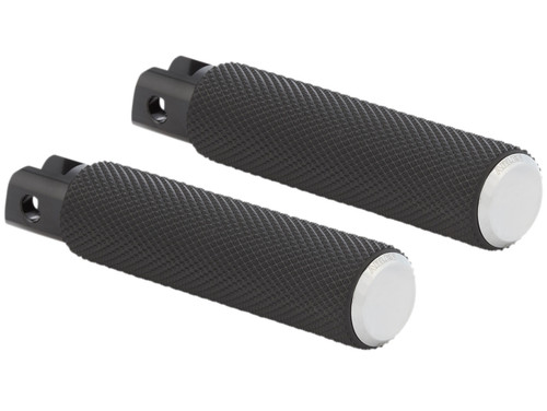 Arlen Ness Driver Footpegs | Knurled Black/Chrome Tip (07-940)