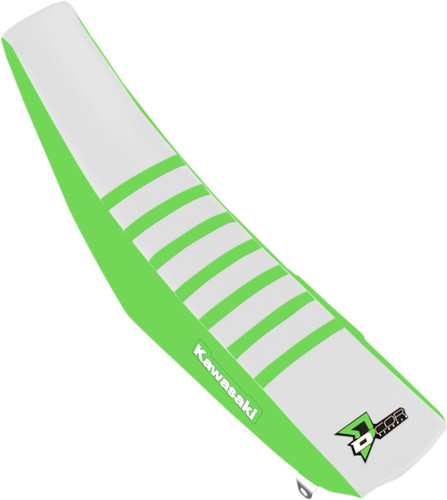 D'Cor Visuals Kawasaki Green/White Ribbed Seat Cover (30-20-479)