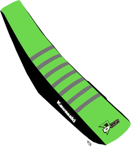 D'Cor Visuals Kawasaki Black/Green/Gray Ribbed Seat Cover (30-20-462)