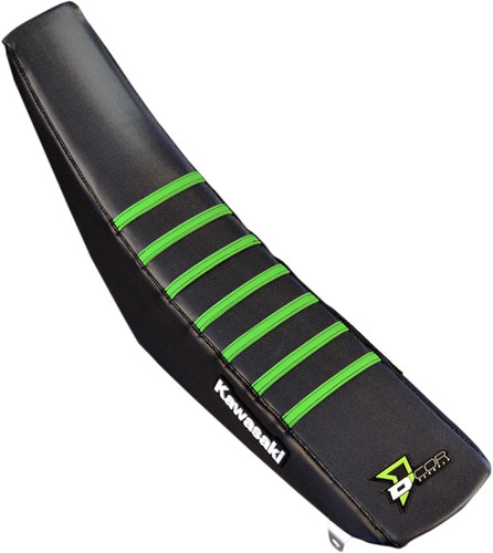 D'Cor Visuals Kawasaki Black/Green Ribbed Seat Cover (30-20-459)