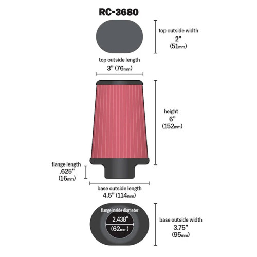 K&N Aircharger High-Flow Performance Air Filter (RC-3680)