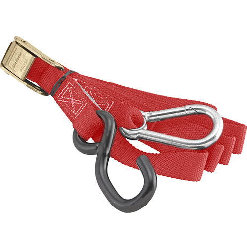 BikeMaster Integrated Softhook Tiedowns with Carabiner Red 1" x 74" (100536)