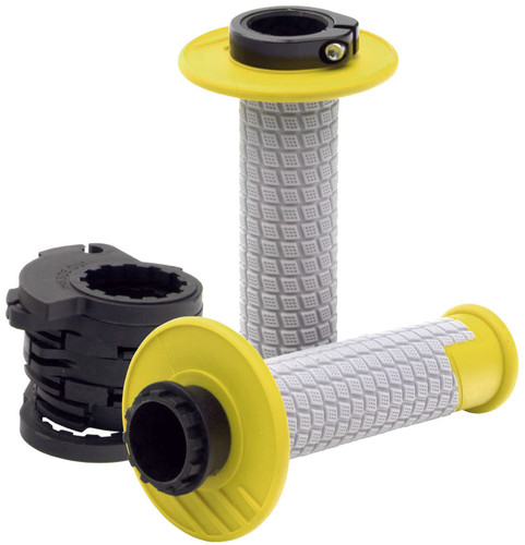 ProTaper Clamp-On Pillow Top MX Grips | Twist Throttle | Yellow/Gray (021680)