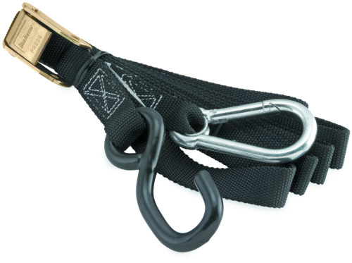 BikeMaster Integrated Softhook Tiedowns with Carabiner Black 1" x 74" (100537)
