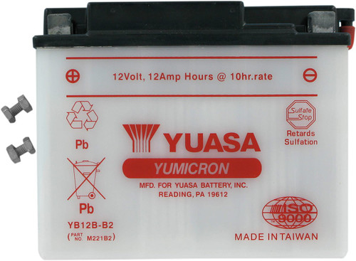 Yuasa YB12B-B2 High Performance Conventional 12V Battery (YUAM221B2)