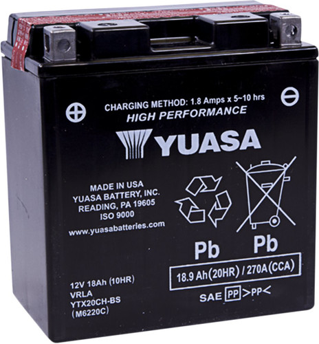 Yuasa YTX20CH-BS AGM High Performance Maintenance Free Battery (YUAM6220C)