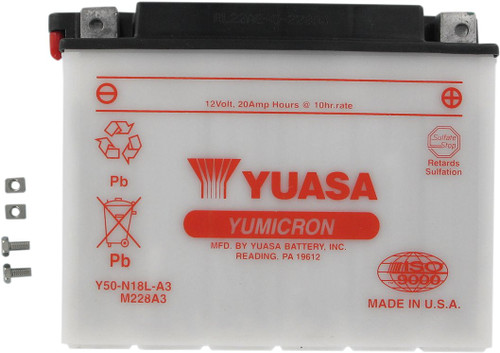 Yuasa Y50-N18L-A3 High Performance Conventional 12V Battery (YUAM228A3TWN)
