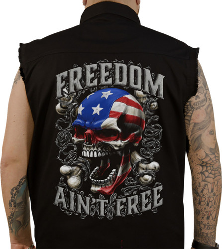 Lethal Threat Freedom Ain't Free Mens Button Down Sleeveless Shirt