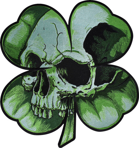 Lethal Threat Shamrock Clover Skull Embroidered Patch
