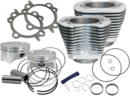 S&S 4.0" Big Bore Big Twin Bolt-In Silver Cylinder & Piston Kit (910-0650)