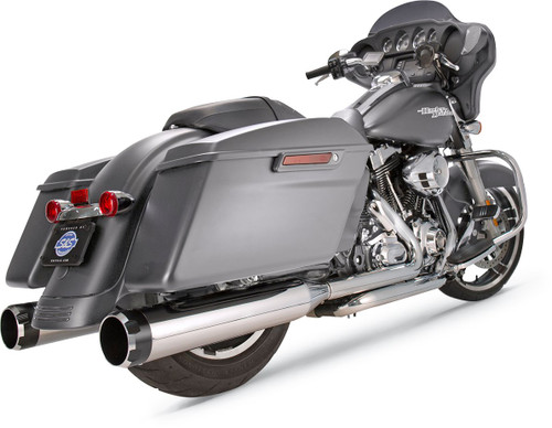 S&S Dual Chrome MK45 Slip-On Mufflers w/Black Thruster End Cap (550-0664)