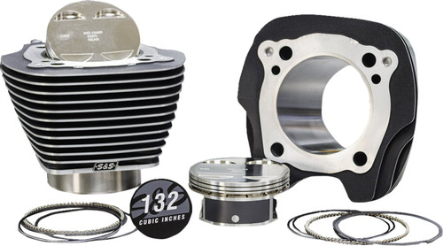 S&S 4.320" M8 Big Bore Black Cylinder & Piston Kit W/Highlighted Fins (910-0847)