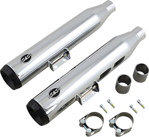 S&S Dual Stainless Steel Chrome Grand National Slip-On Mufflers (550-0757B)