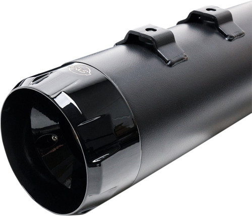 S&S Dual Black MK45 Slip-On Mufflers w/Black Thruster End Cap (550-0666)