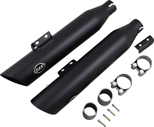 S&S Dual Slash-Cut Slip-On Guardian Black Mufflers (550-0752B)