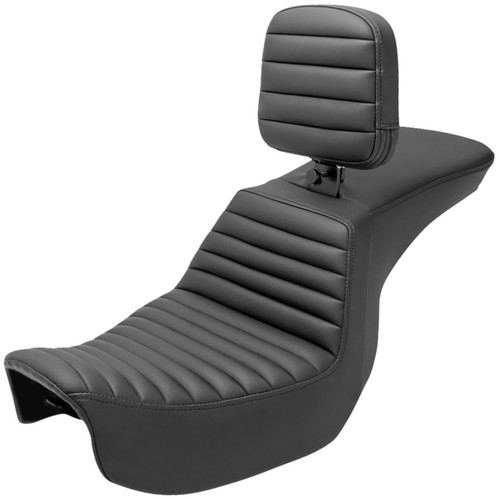 Saddlemen Tour Step-Up Tuck-n-Roll Black Seat w/Driver Backrest (806-04-191BR)