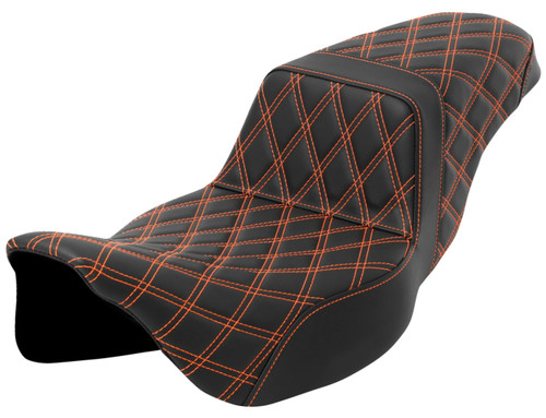 Saddlemen Step-Up Extended Reach Black Seat Full Orange Stitch (808-07E-17503)