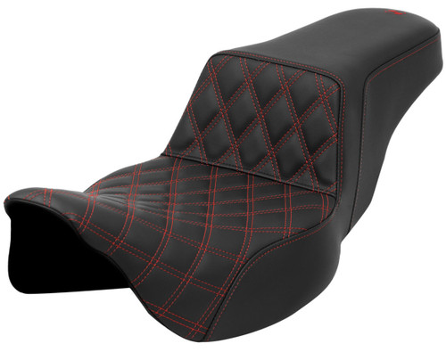 Saddlemen Step-Up Extended Reach Black Seat w/Red Stitching (808-07E-17204)