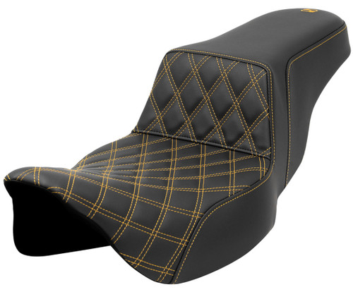 Saddlemen Set-Up Black Seat w/Gold Lattice Stitch (808-07B-17207)