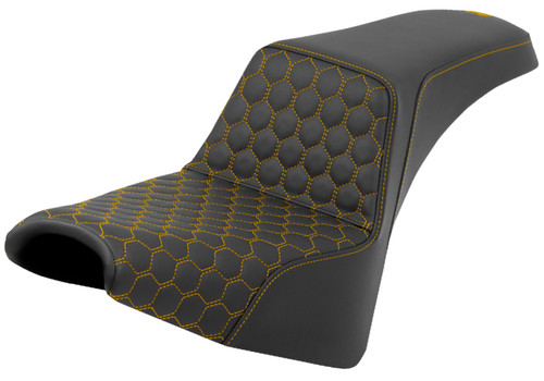 Saddlemen Step-Up Black Seat - Gold HC Honeycomb Stitch (818-30-17707)
