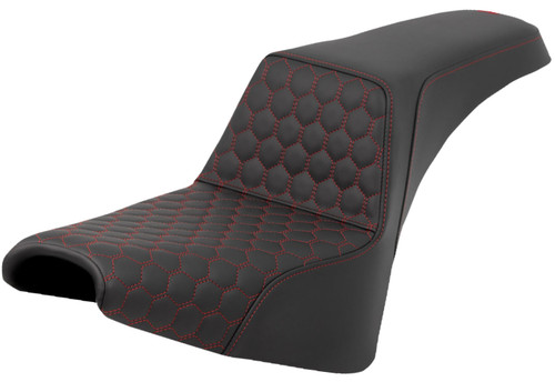 Saddlemen Step-Up Black Seat - Red HC Honeycomb Stitch (818-30-17704)