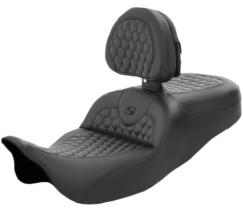 Saddlemen Roadsofa Extended Reach Honeycomb Seat w/Backrest (808-07B-190BR)