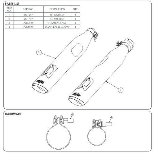 Vance & Hines Twin Slash 4" Round Black Slip-On Exhaust Mufflers (46672)