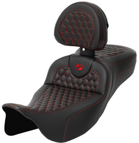 Saddlemen Extended Reach Roadsofa Seat +Backrest/Red HC Stitch (808-07B-190B4)