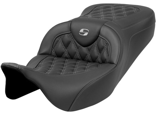 Saddlemen Roadsofa Black Seat w/Full Gray Lattice Stitching (808-07B-18202)