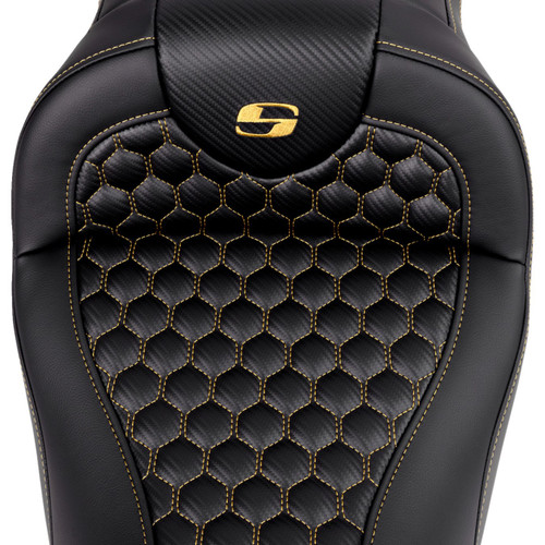 Saddlemen Roadsofa HC Black Seat w/Gold Honeycomb Stitch (808-07B-18907)