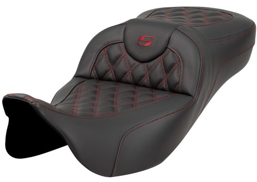 Saddlemen Extended Reach Roadsofa Black Seat w/Burgundy LS (808-07B-18408)