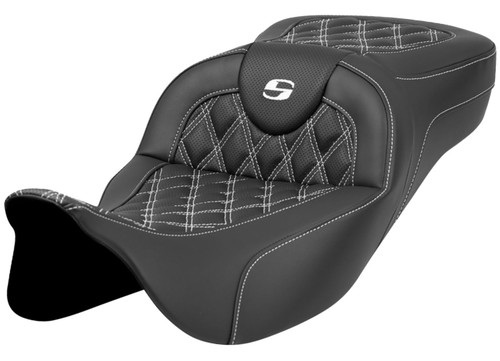 Saddlemen Extended Reach Roadsofa Seat w/White Lattice Stitch (808-07B-18406)