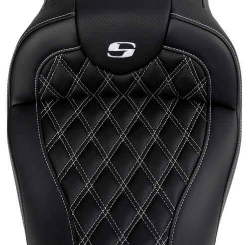 Saddlemen Roadsofa Black Seat - Driver Backrest & White Stitch (808-07B-182B6)