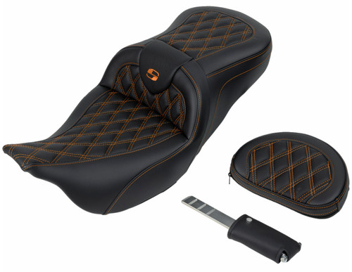 Saddlemen Roadsofa Seat - Driver Backrest & Orange Stitching (808-07B-182B3)