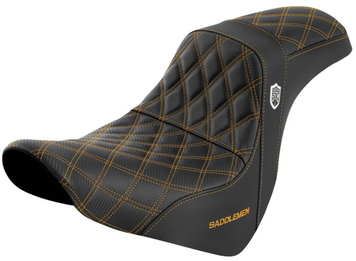 Saddlemen SDC Pro Series Black Gripper Seat w/Gold Lattice Stitch (SC81829GOL)