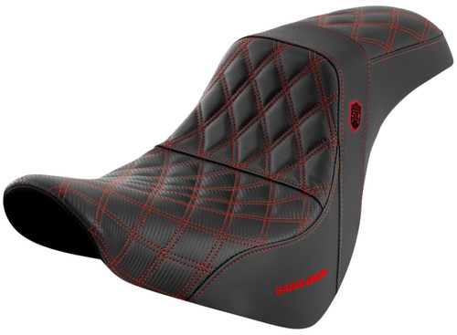 Saddlemen SDC Pro Series Black Gripper Seat w/Red Lattice Stitch (SC81829RED)
