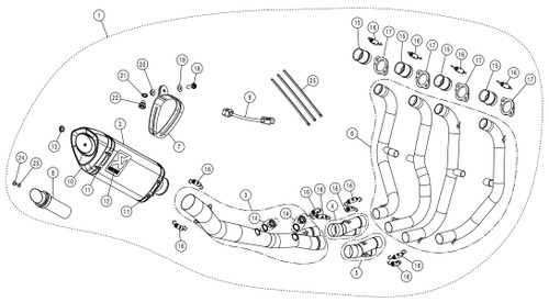 Akrapovic Carbon/Stainless 4-1 Racing Line Exhaust System (S-K2R3-APC)