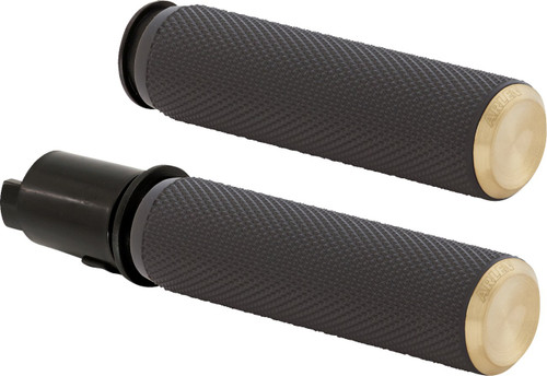Arlen Ness Knurled Fly-by-Wire Handlebar Grips w/Brass End Caps (500-052)
