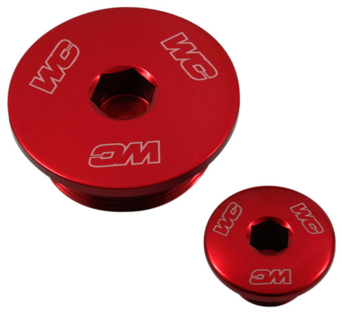 Works Connection Anodized Red Aluminum Engine Plug for '18-'24 CRF250 (24-608)