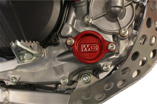 Works Connection Red Aluminum Oil Filter Cover for '18-'24 CRF250 (27-006)