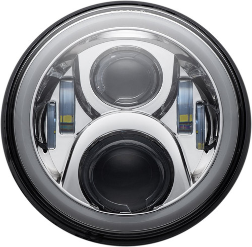 Custom Dynamics Chrome 7" LED Halo Headlamp with Mounting Ring (CD-7-13-C)