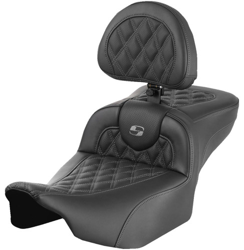 Saddlemen Extended Reach Roadsofa Gray Stitch Seat w/Backrest (823-07-184B2)