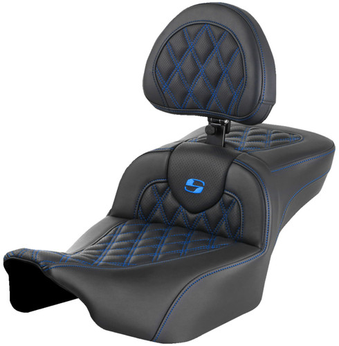 Saddlemen Extended Reach Roadsofa Blue Stitch Seat w/Backrest (823-07-184B1)