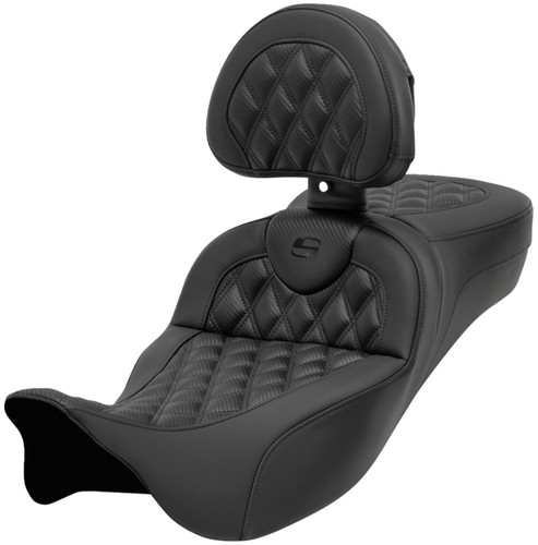 Saddlemen Extended Reach Roadsofa Carbon Stitch Seat w/Backrest (808-07B-207B0)