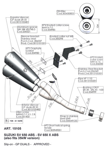 Leo Vince Dual GP Stainless Steel Slip-On Exhaust Muffler (15105U)