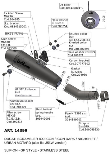 Leo Vince GP Style Stainless Steel Slip-On Muffler (14399)