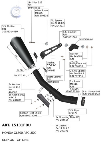 Leo Vince GP One Stainless Steel Black Slip-On Muffler (15131FBU)