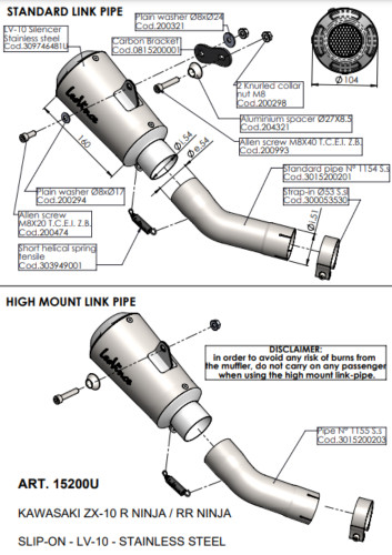 Leo Vince LV-10 Stainless Steel Slip-On Exhaust Muffler (15200U)